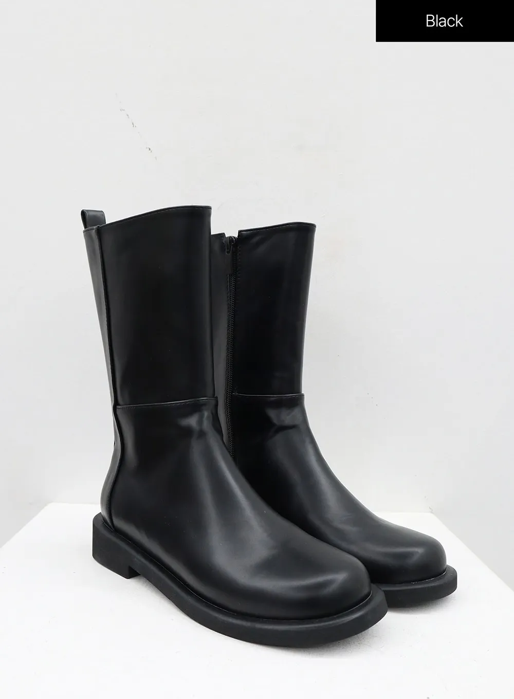 Mid-Calf Side Zip-Up Boots OJ300