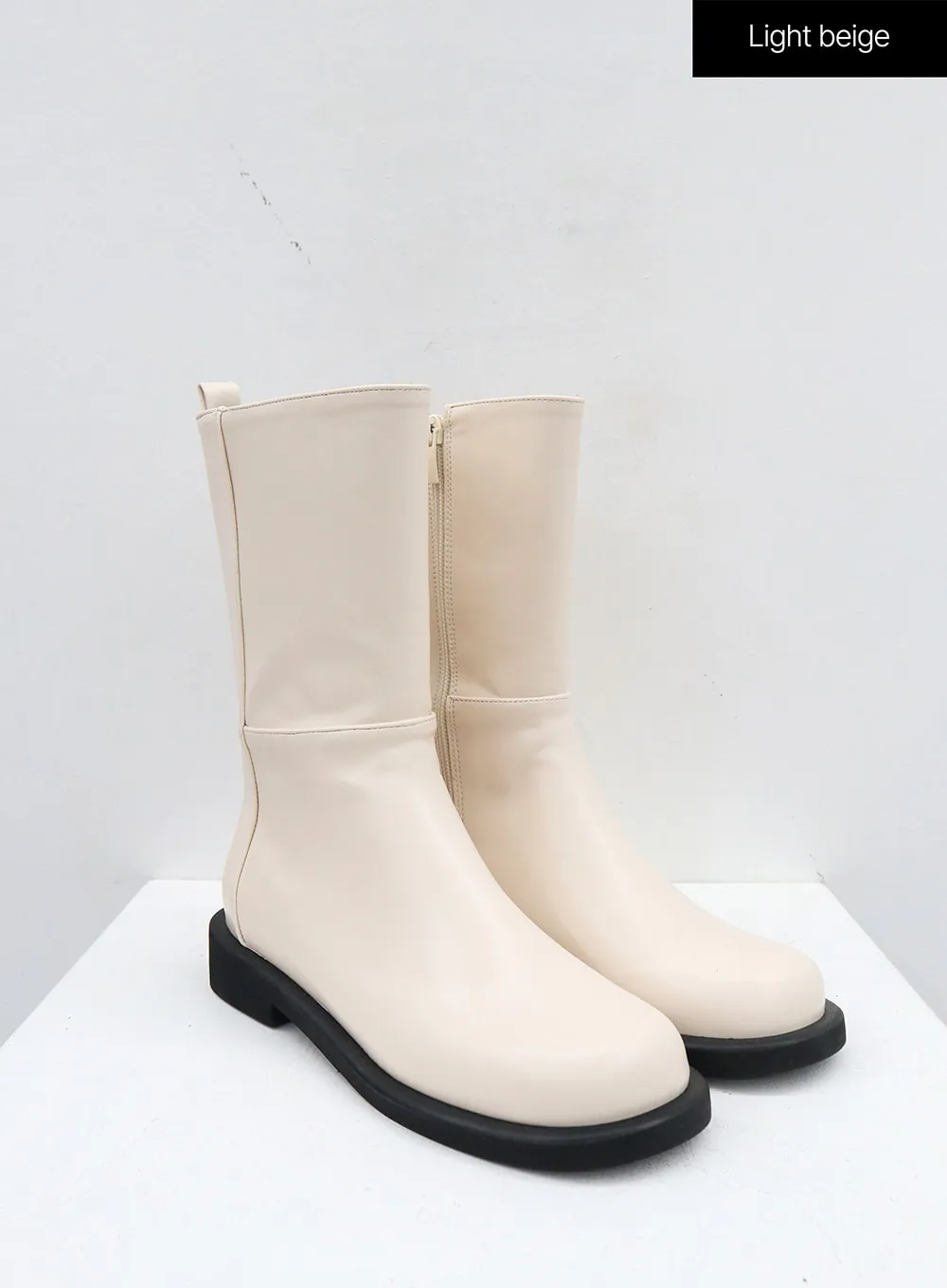 Mid-Calf Side Zip-Up Boots OJ300