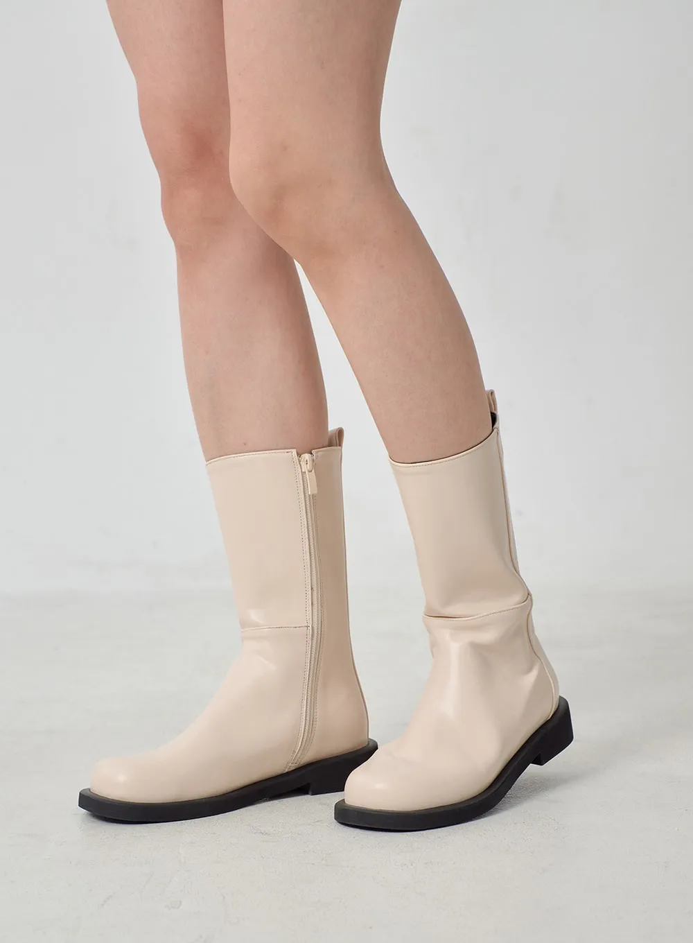 Mid-Calf Side Zip-Up Boots OJ300