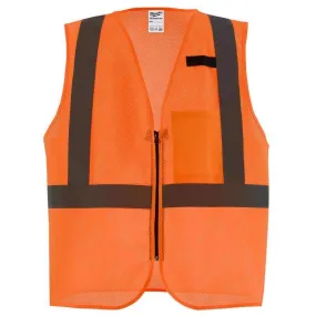 Milwaukee ANSI Type R/Class 2 Reflective Mesh/One Pocket Safety Vest High Visibility Orange S/M