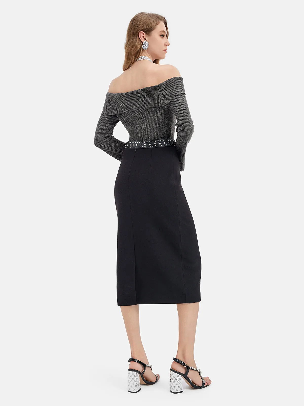 Minimalist Wool Midi Skirt