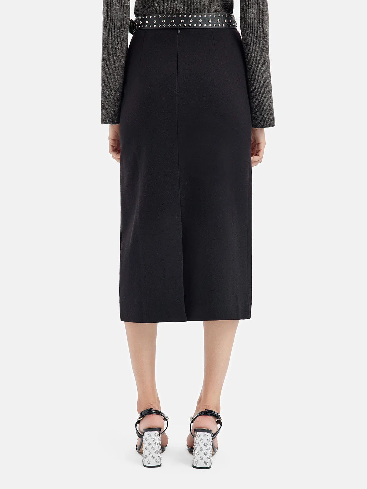 Minimalist Wool Midi Skirt