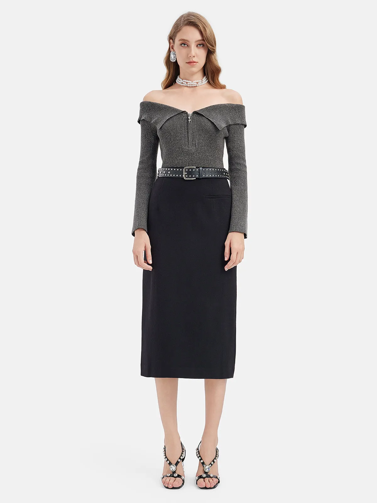 Minimalist Wool Midi Skirt