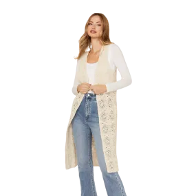 Miss Me Women's Long Cream Vest