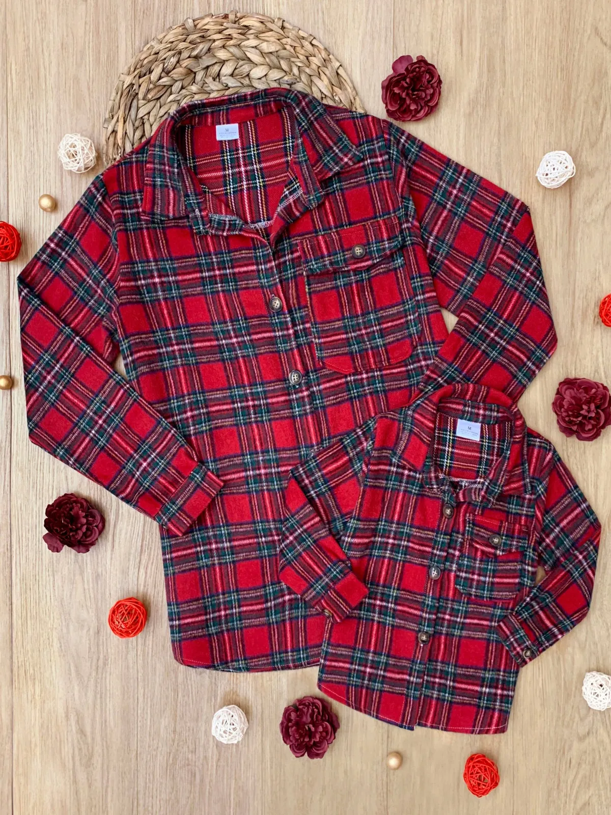 Mommy and Me Winter Plaid Flannel Shacket