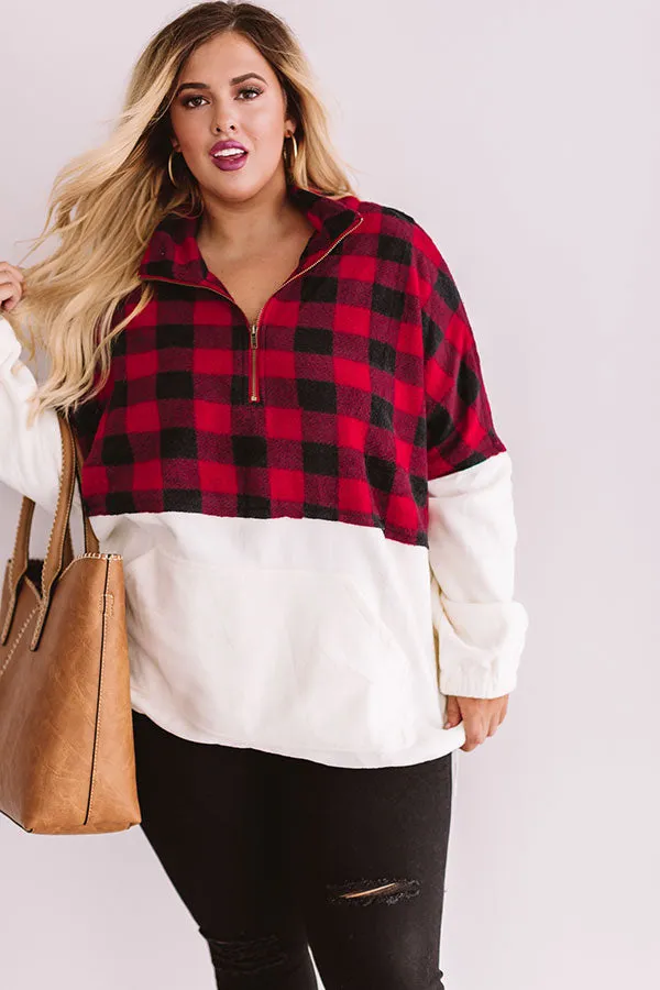 Monday Espressos Plaid Pullover In Cream Curves