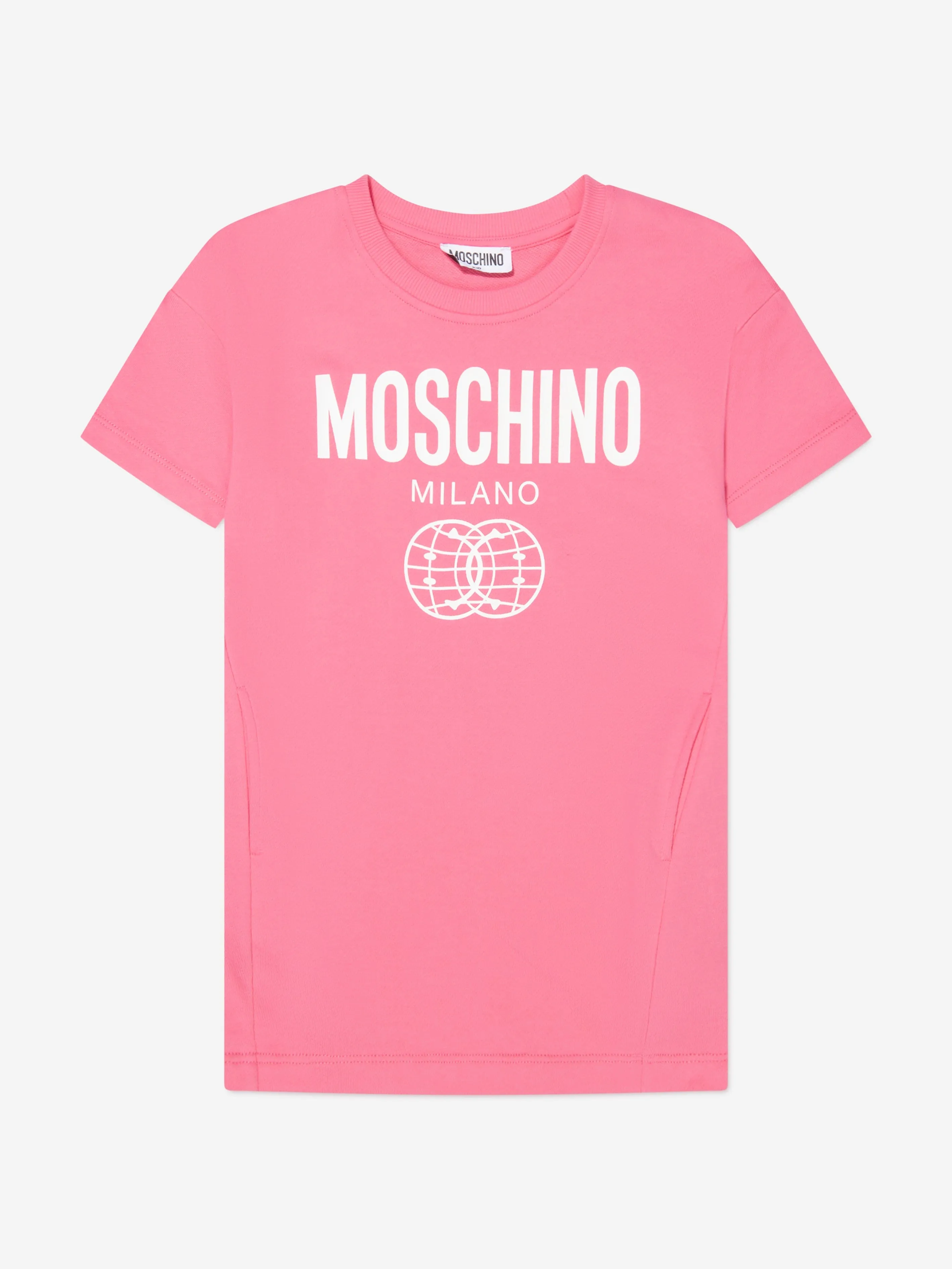 Moschino Girls Milano Logo Sweater Dress in Pink