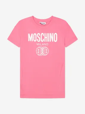 Moschino Girls Milano Logo Sweater Dress in Pink