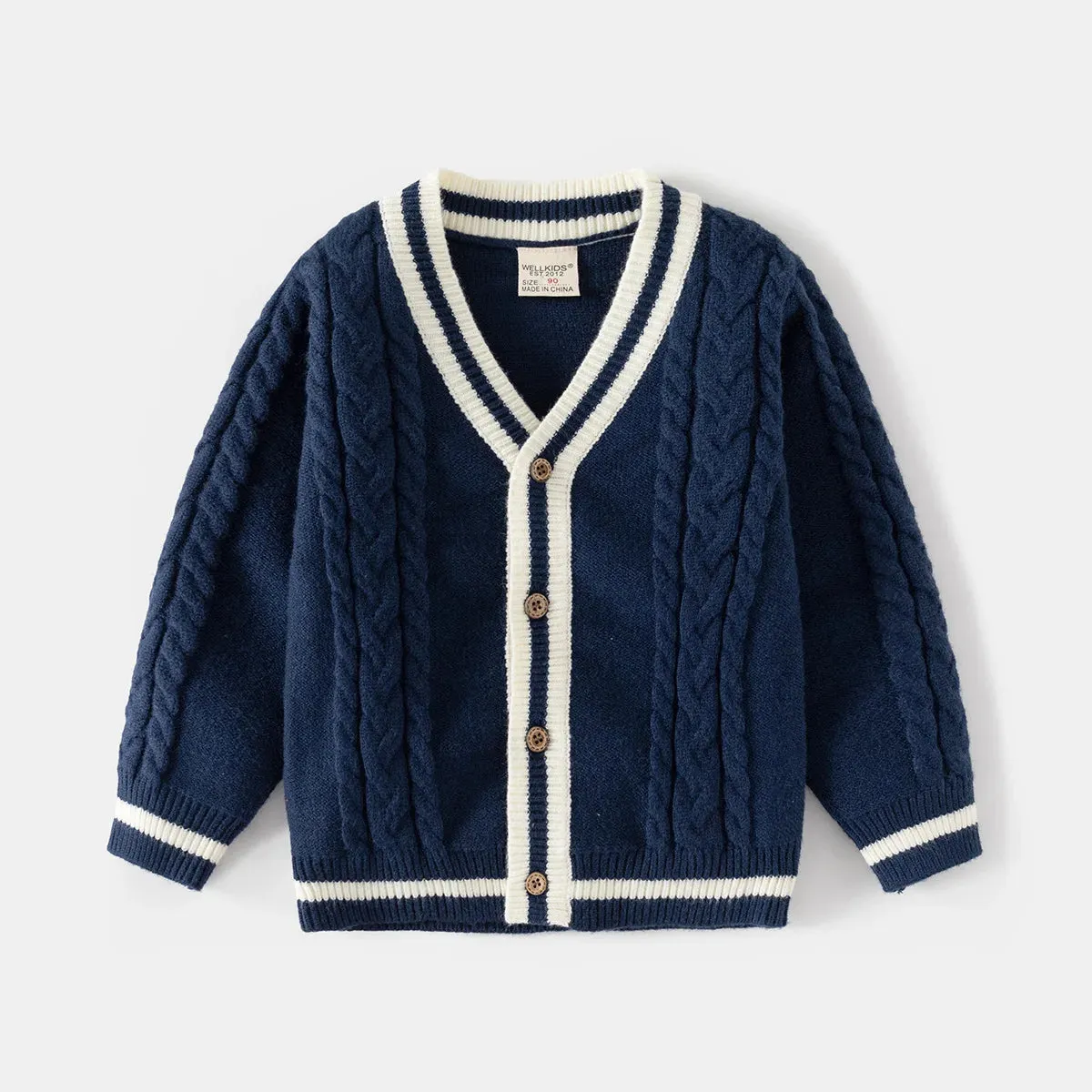 New Fashion Boys' Sweater Autumn and Winter Children's Sweater Casual Cardigan Button Handsome Children's Wear Baby Top