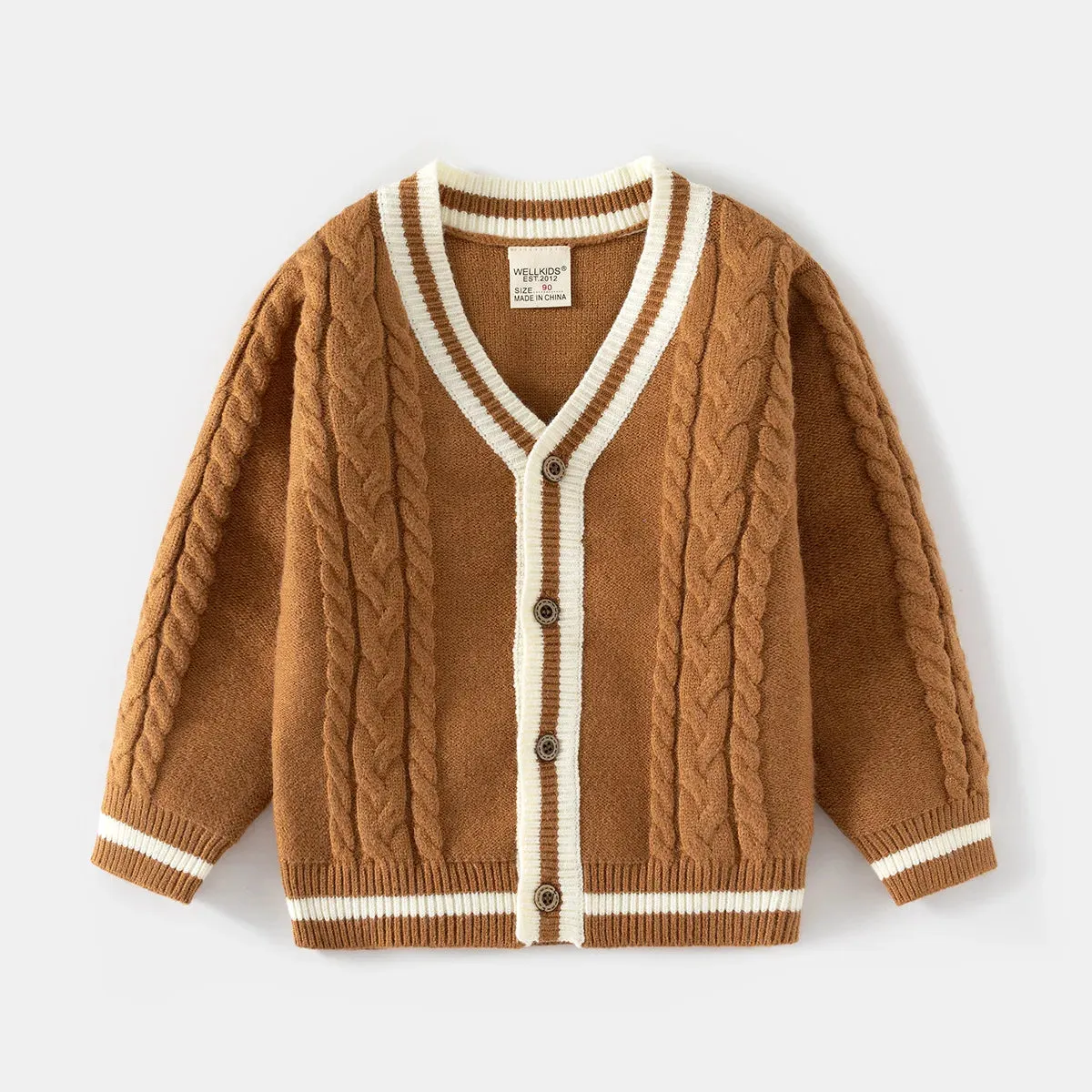 New Fashion Boys' Sweater Autumn and Winter Children's Sweater Casual Cardigan Button Handsome Children's Wear Baby Top