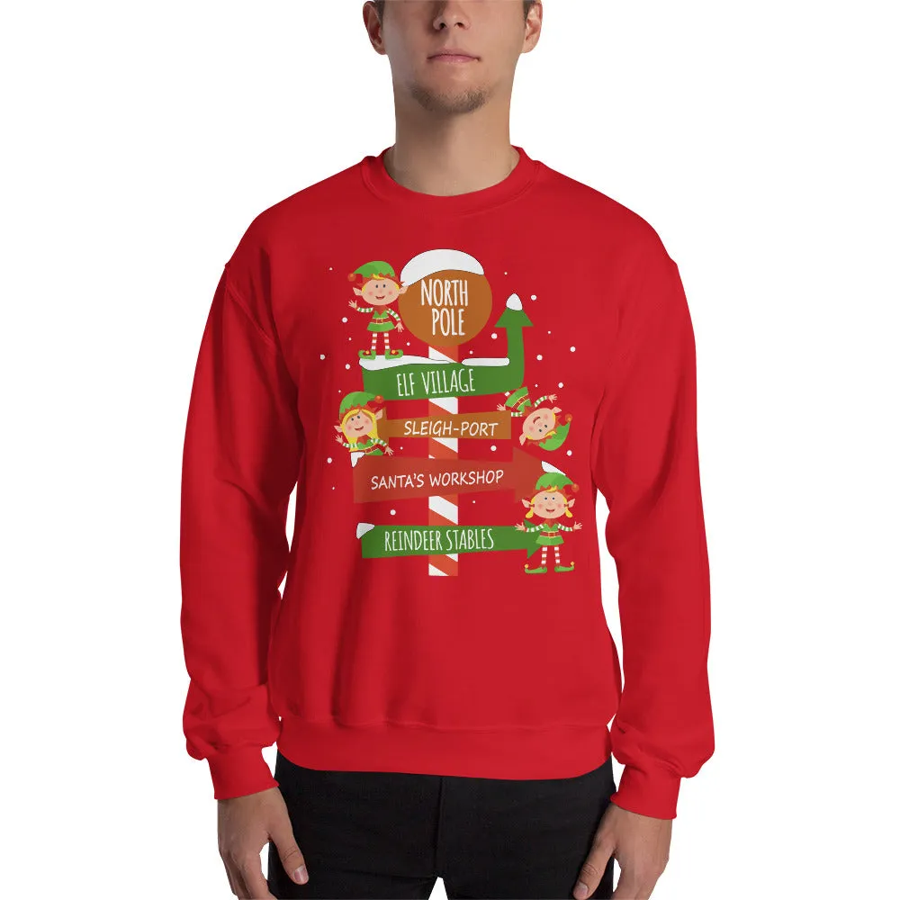 North Pole Sign Board Men's Sweatshirt