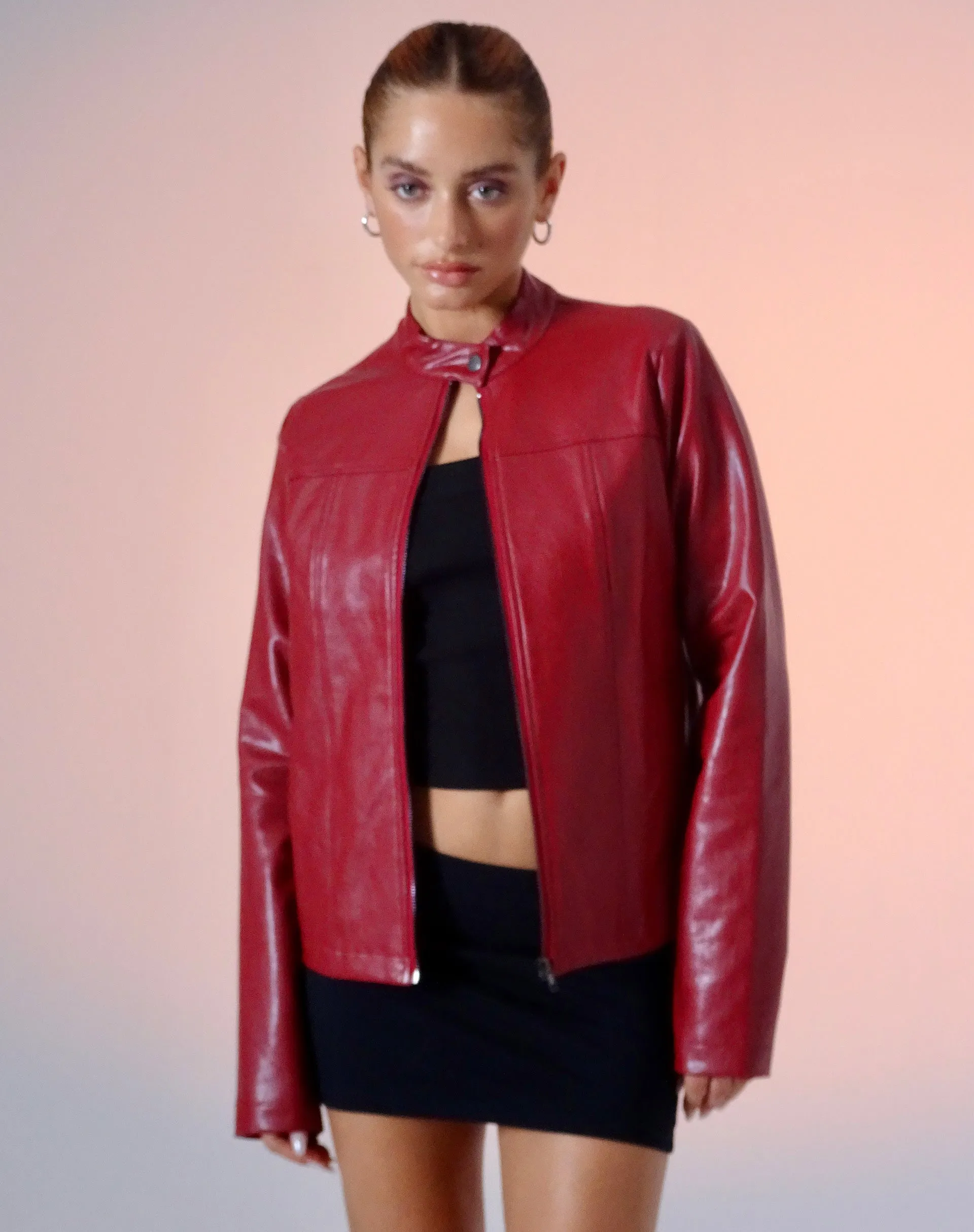 Olivia Jacket in PU Blood Red