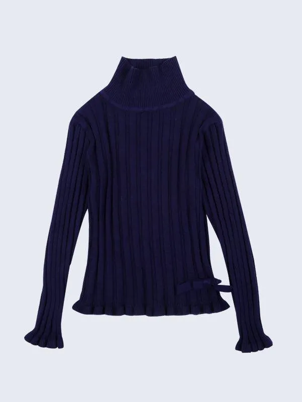 One Friday Navy Blue Solid Jumper