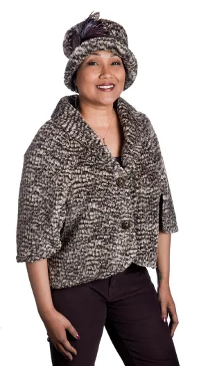 Opera Cape - Cobblestone in Brown/Cream Faux Fur (One Lined Chocolate Left!)