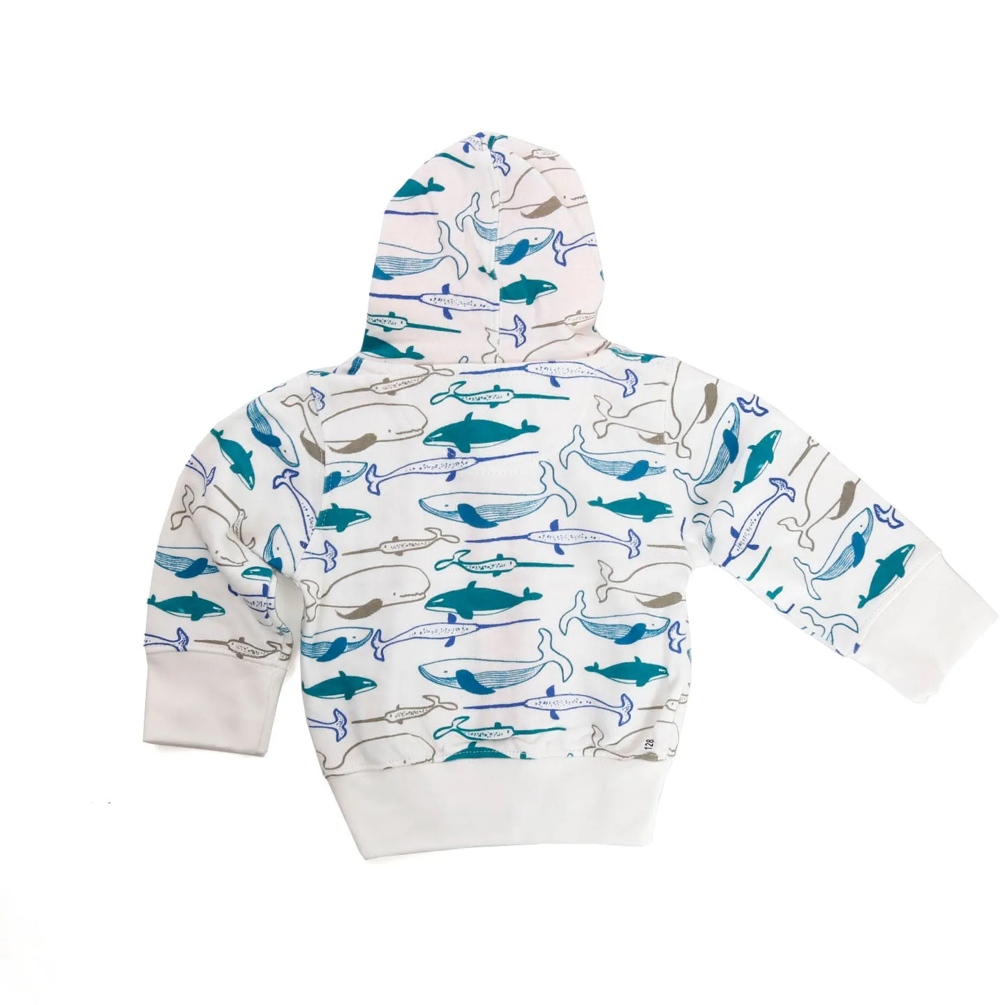 Organic Cotton Hooded Sweatshirt / Whales Orange