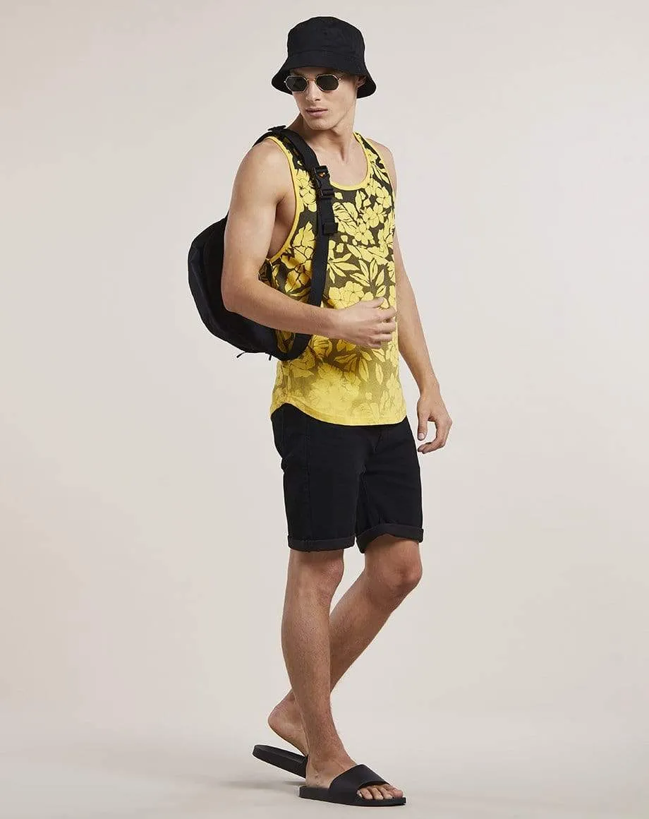 Orvar Printed Mens Vest | Black Yellow