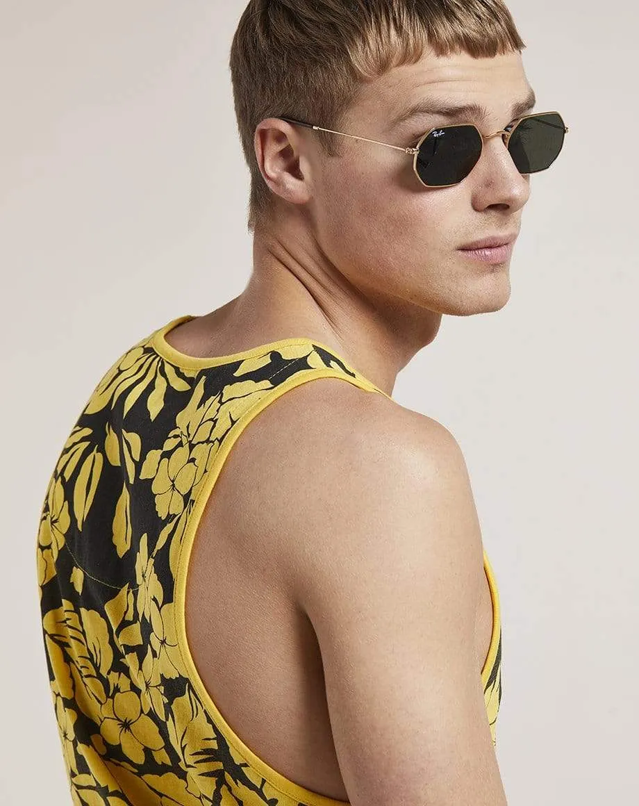 Orvar Printed Mens Vest | Black Yellow