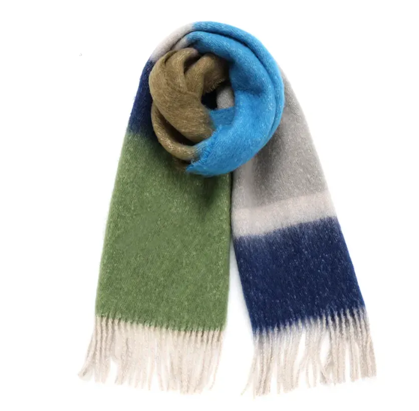 Oversized Color Block Winter Scarf