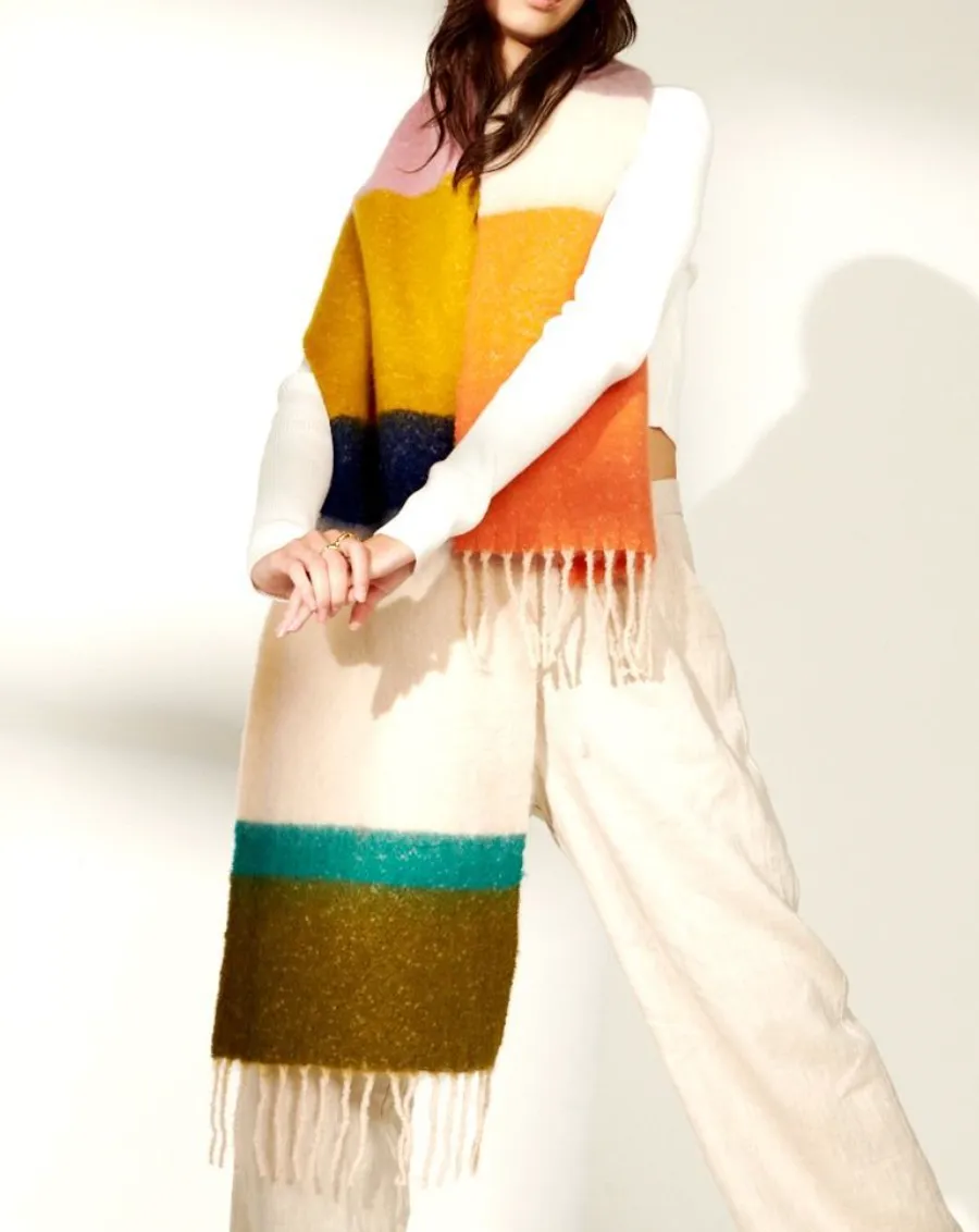 Oversized Color Block Winter Scarf