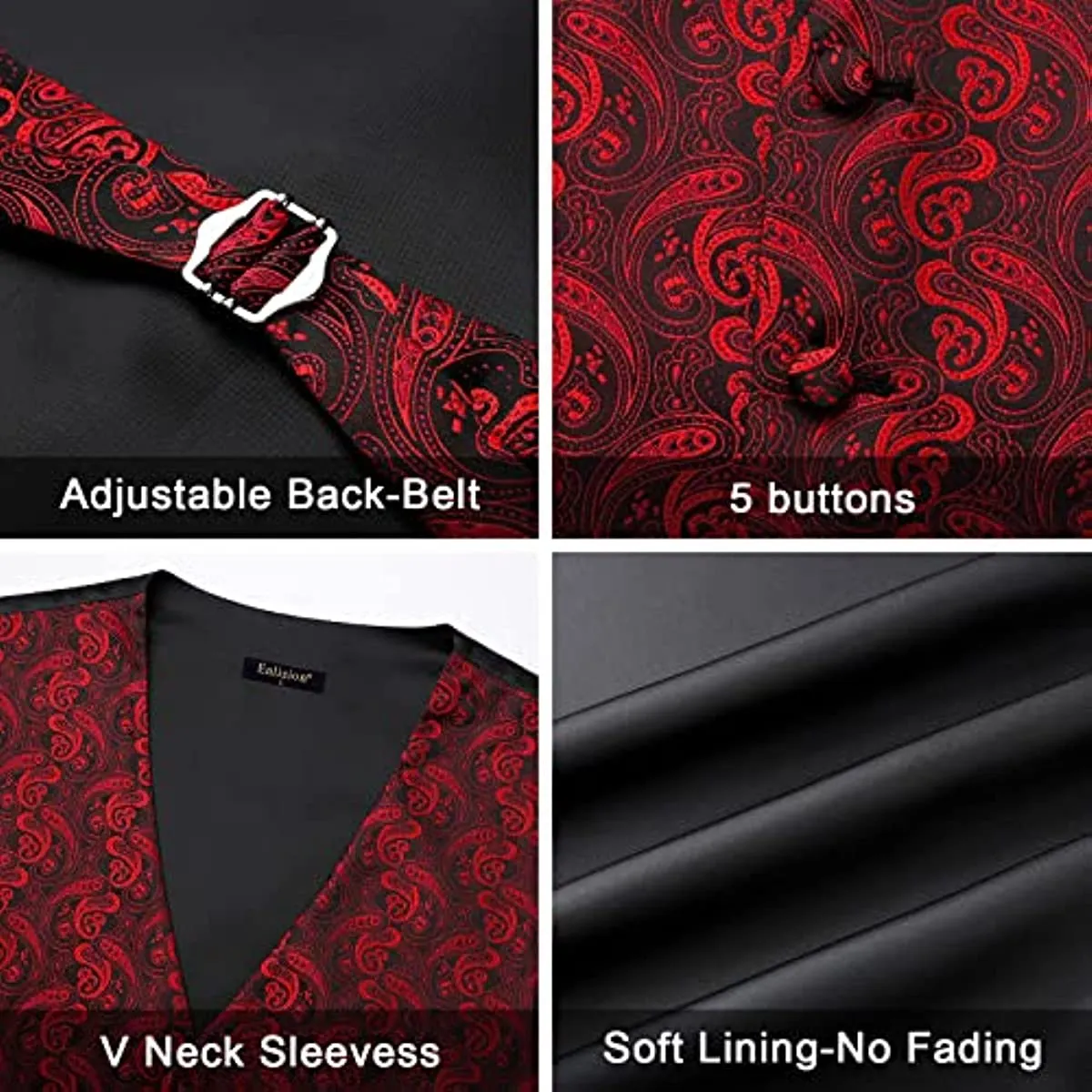 Paisley 4pc Suit Vest Set - BURGUNDY