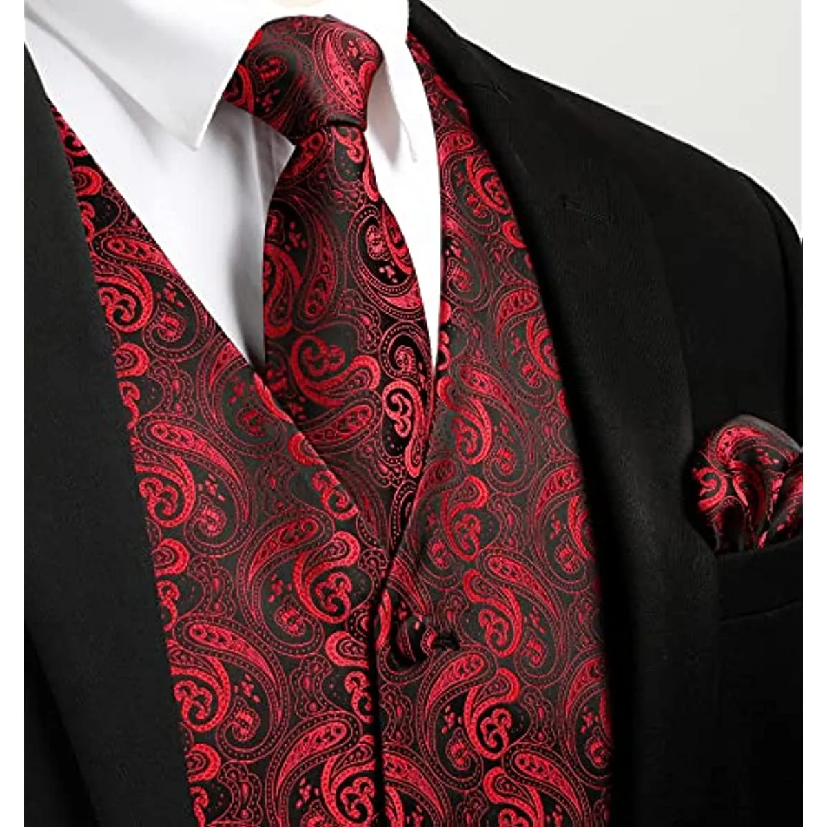 Paisley 4pc Suit Vest Set - BURGUNDY