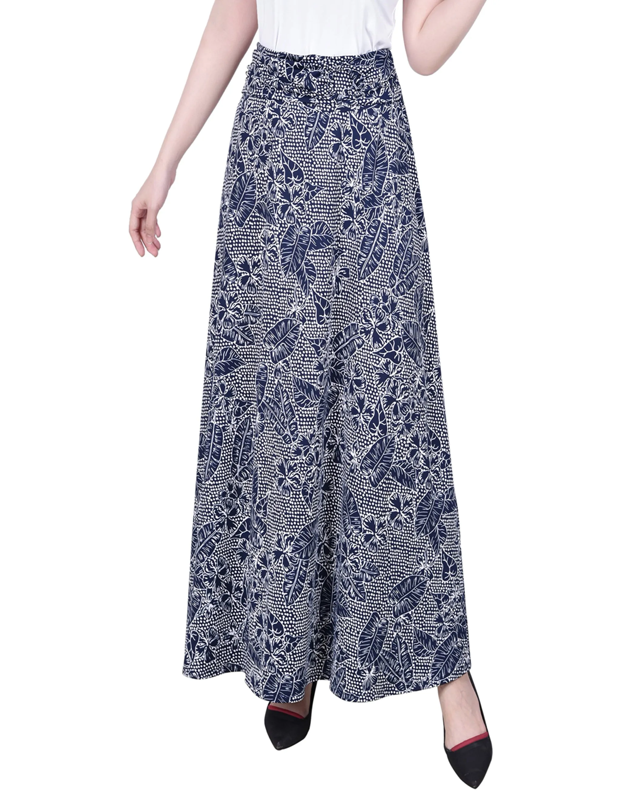 Petite Maxi A-Line Skirt With Front Faux Belt With Ring Detail