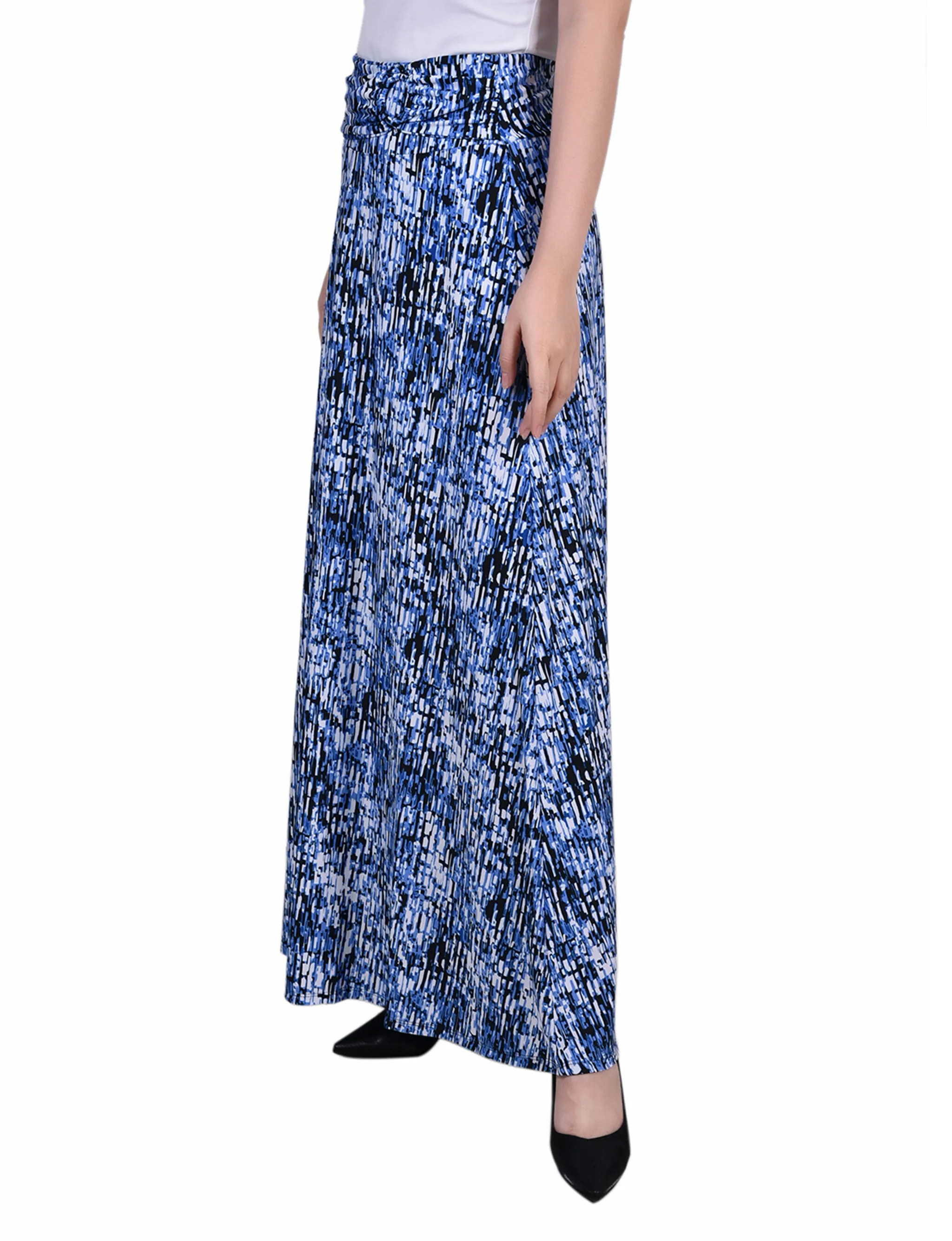 Petite Maxi A-Line Skirt With Front Faux Belt With Ring Detail