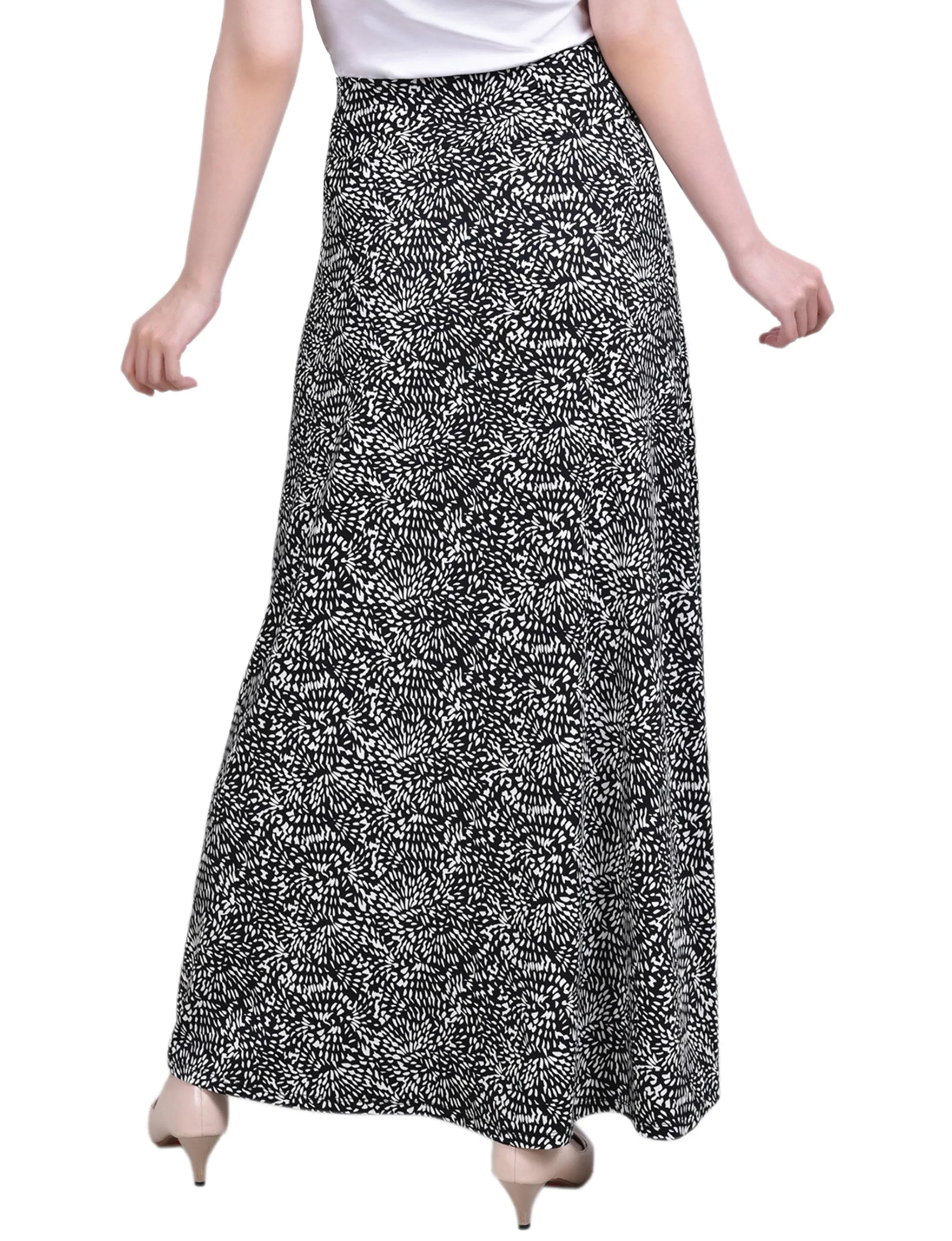 Petite Maxi A-Line Skirt With Front Faux Belt With Ring Detail