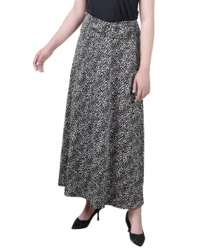 Petite Maxi A-Line Skirt With Front Faux Belt With Ring Detail