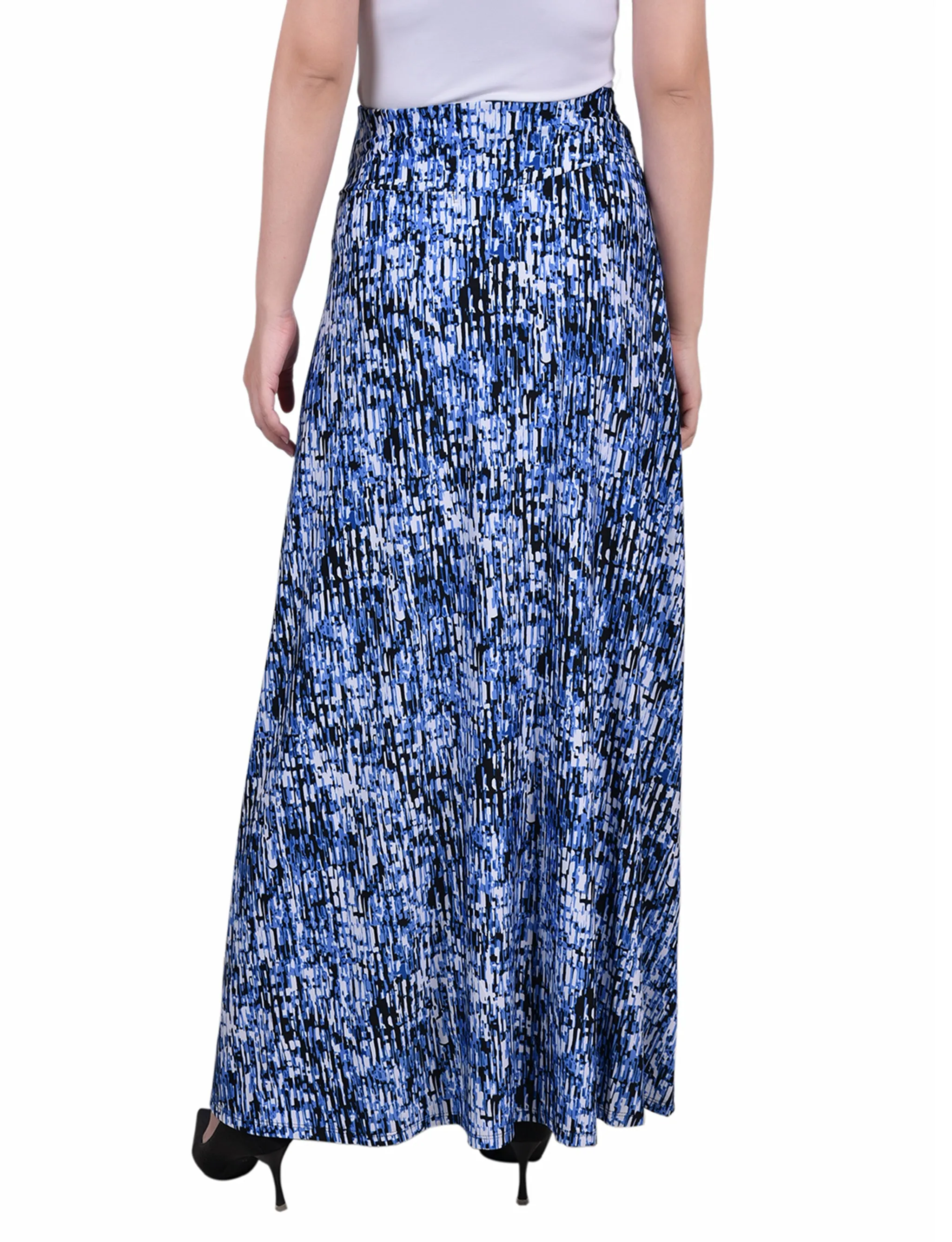 Petite Maxi A-Line Skirt With Front Faux Belt With Ring Detail