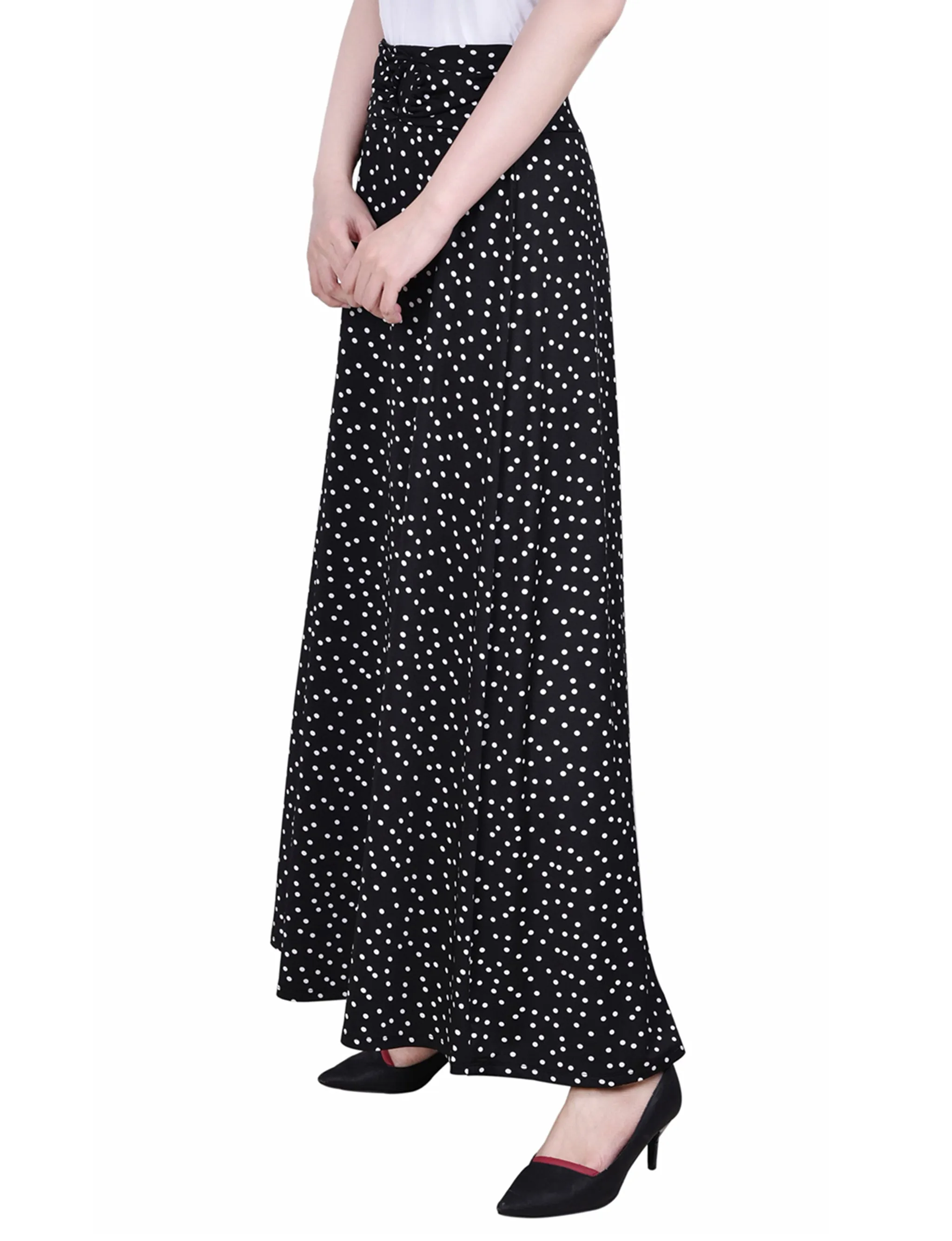 Petite Maxi A-Line Skirt With Front Faux Belt With Ring Detail