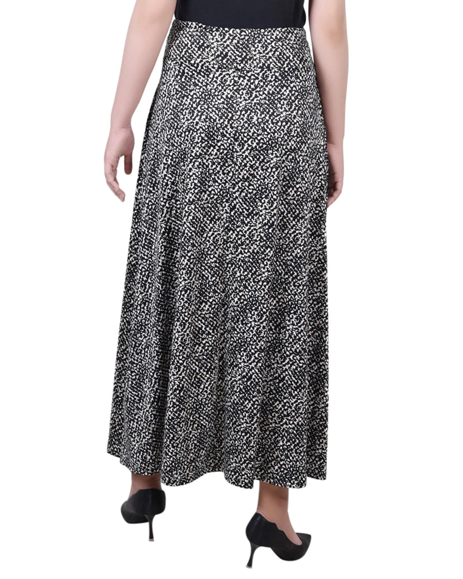 Petite Maxi A-Line Skirt With Front Faux Belt With Ring Detail