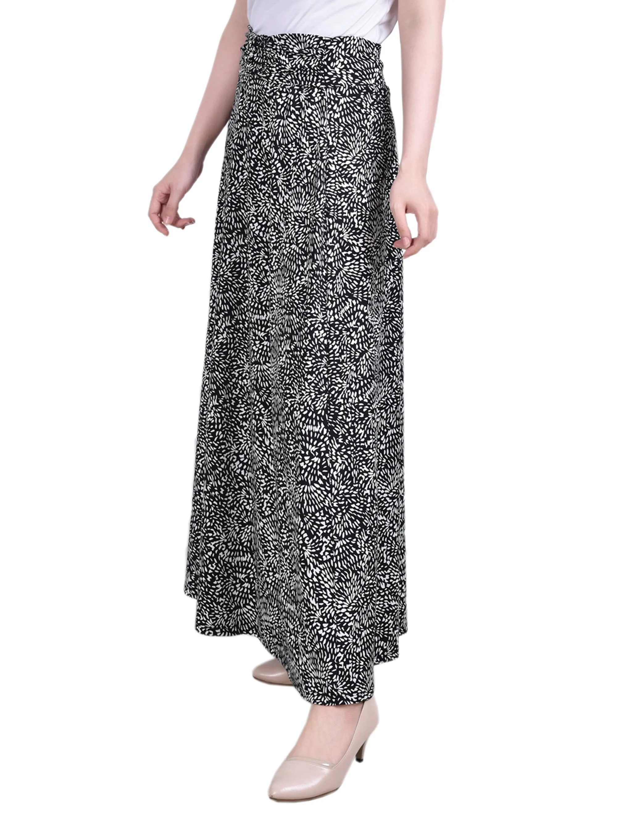 Petite Maxi A-Line Skirt With Front Faux Belt With Ring Detail