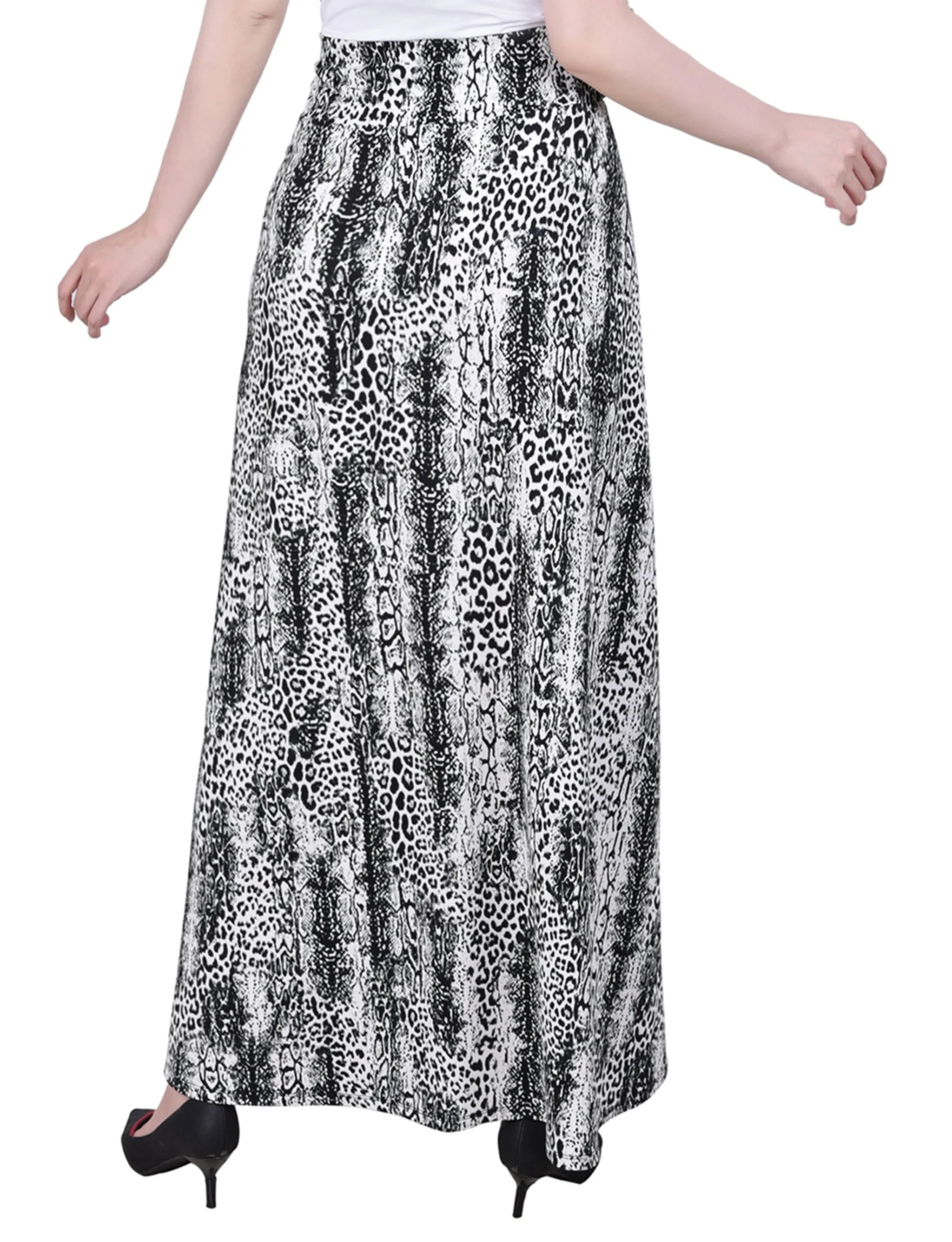 Petite Maxi A-Line Skirt With Front Faux Belt With Ring Detail