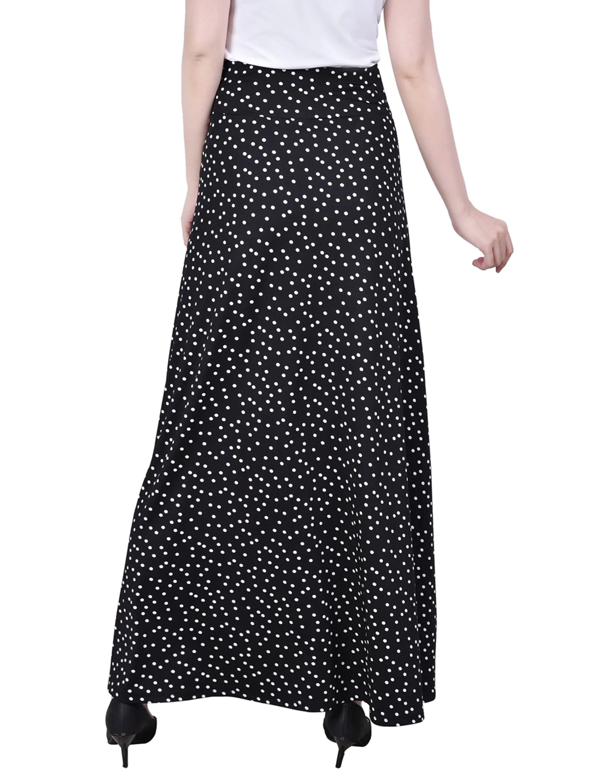 Petite Maxi A-Line Skirt With Front Faux Belt With Ring Detail