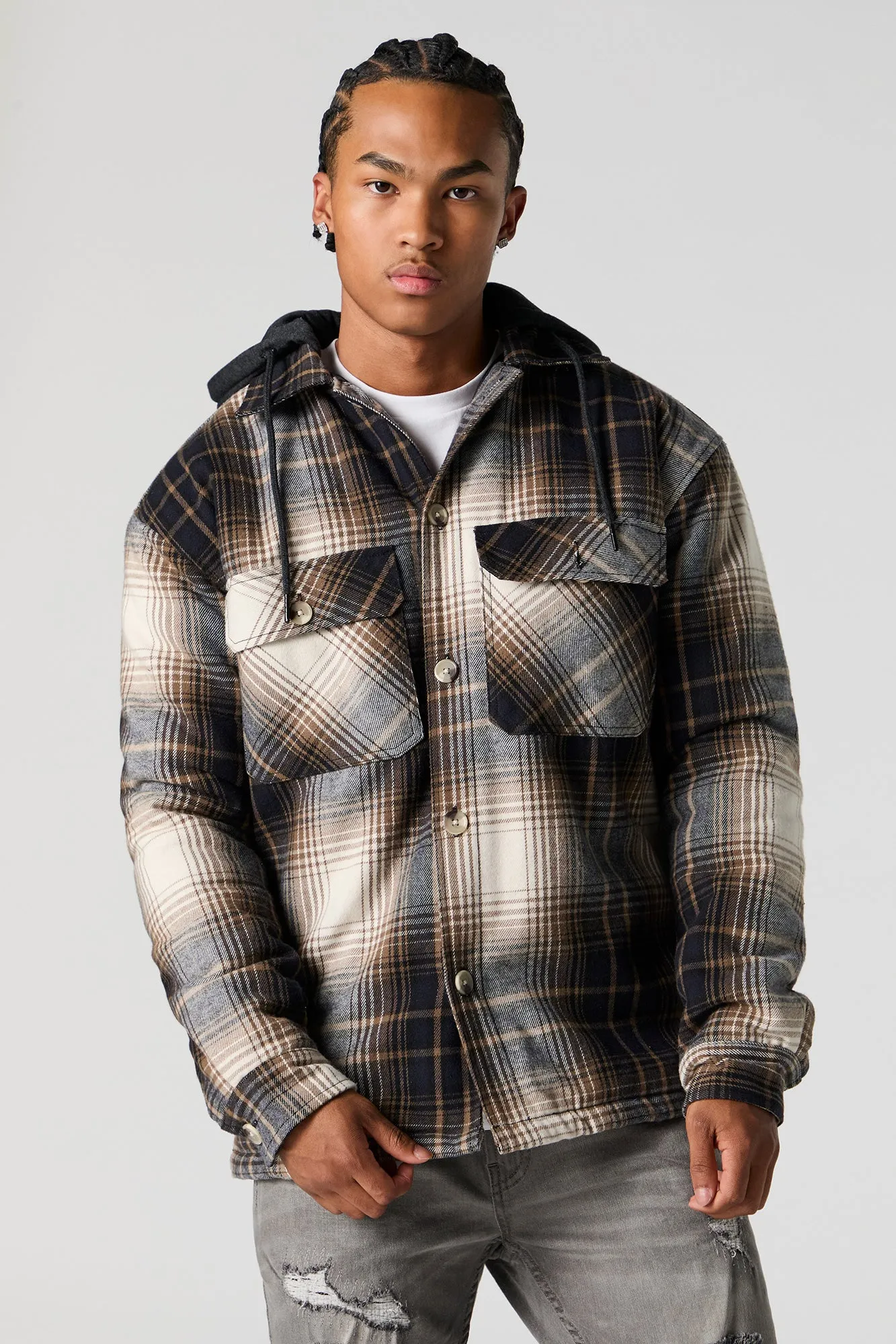 Plaid Hooded Shacket