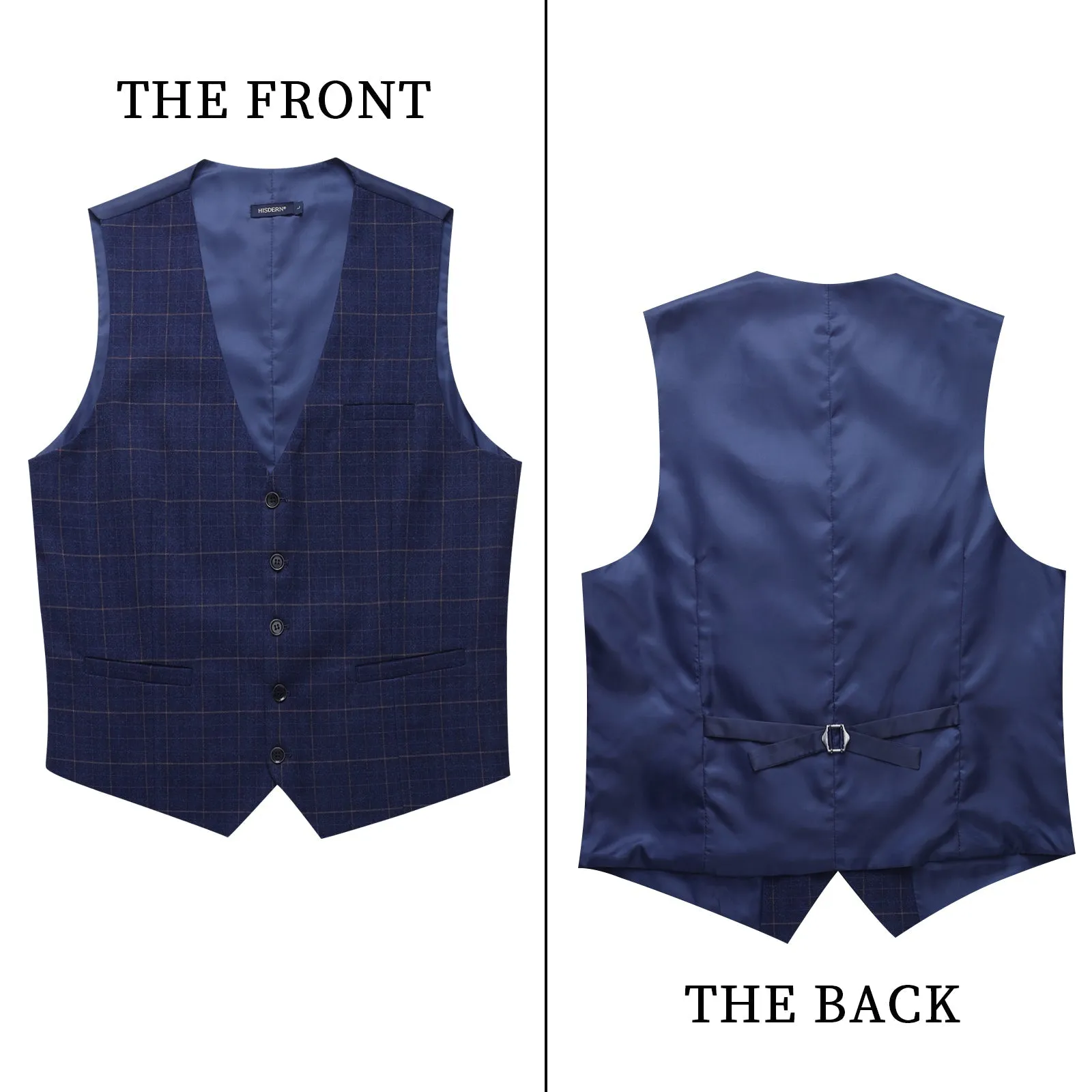 Plaid Slim Suit Vest - A-A-BLUE