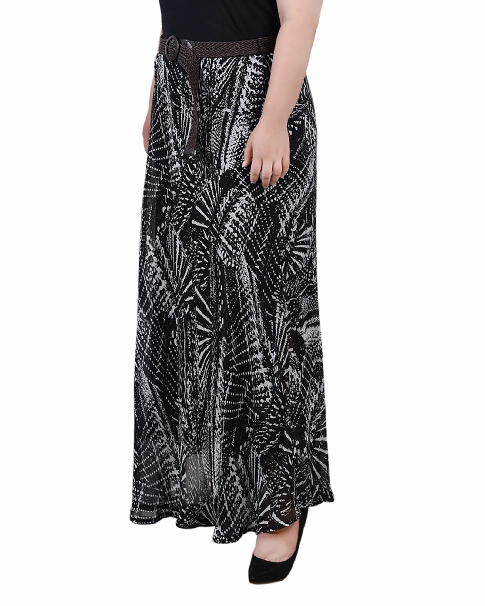 Plus Size Chiffon Maxi Skirt