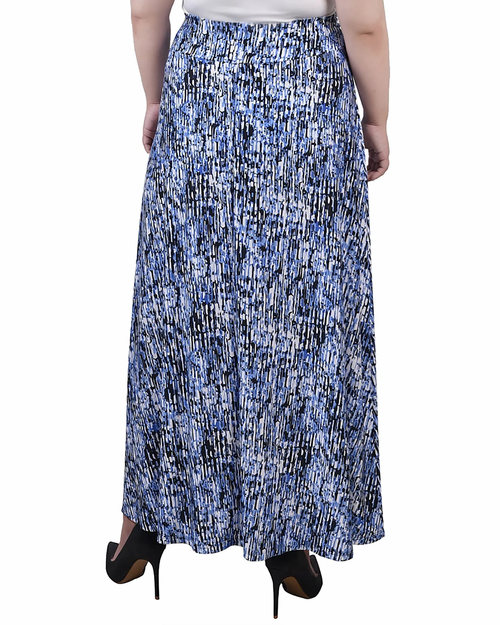 Plus Size Maxi A-Line Skirt With Front Faux Belt With Ring Detail