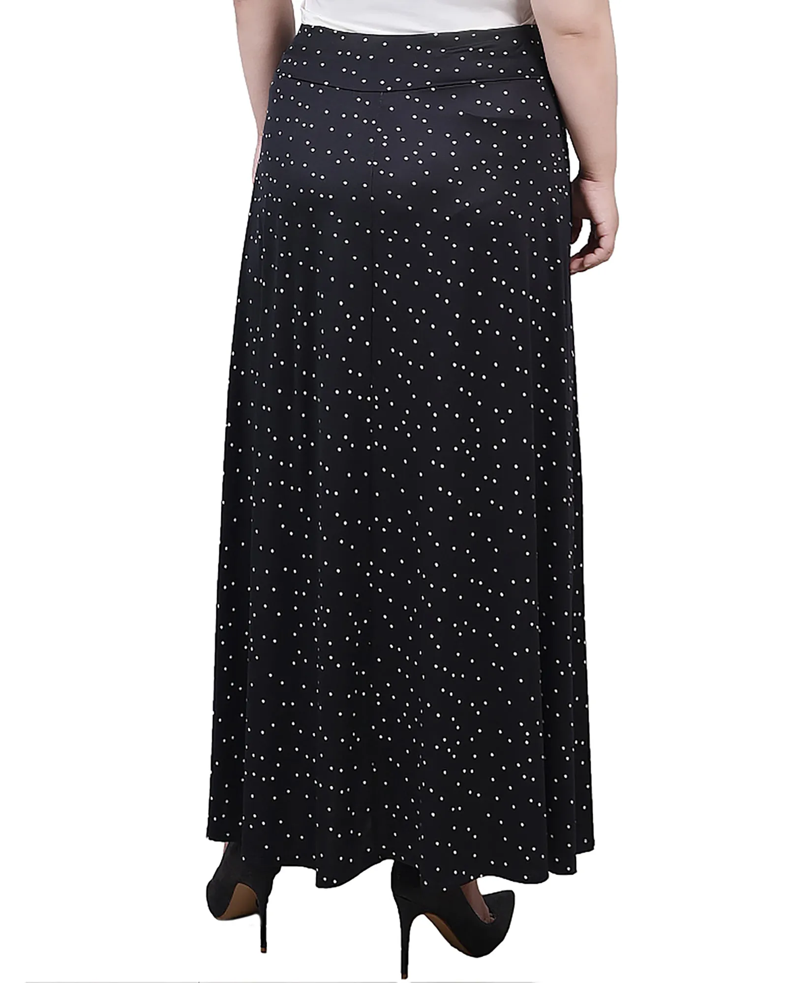 Plus Size Maxi A-Line Skirt With Front Faux Belt With Ring Detail