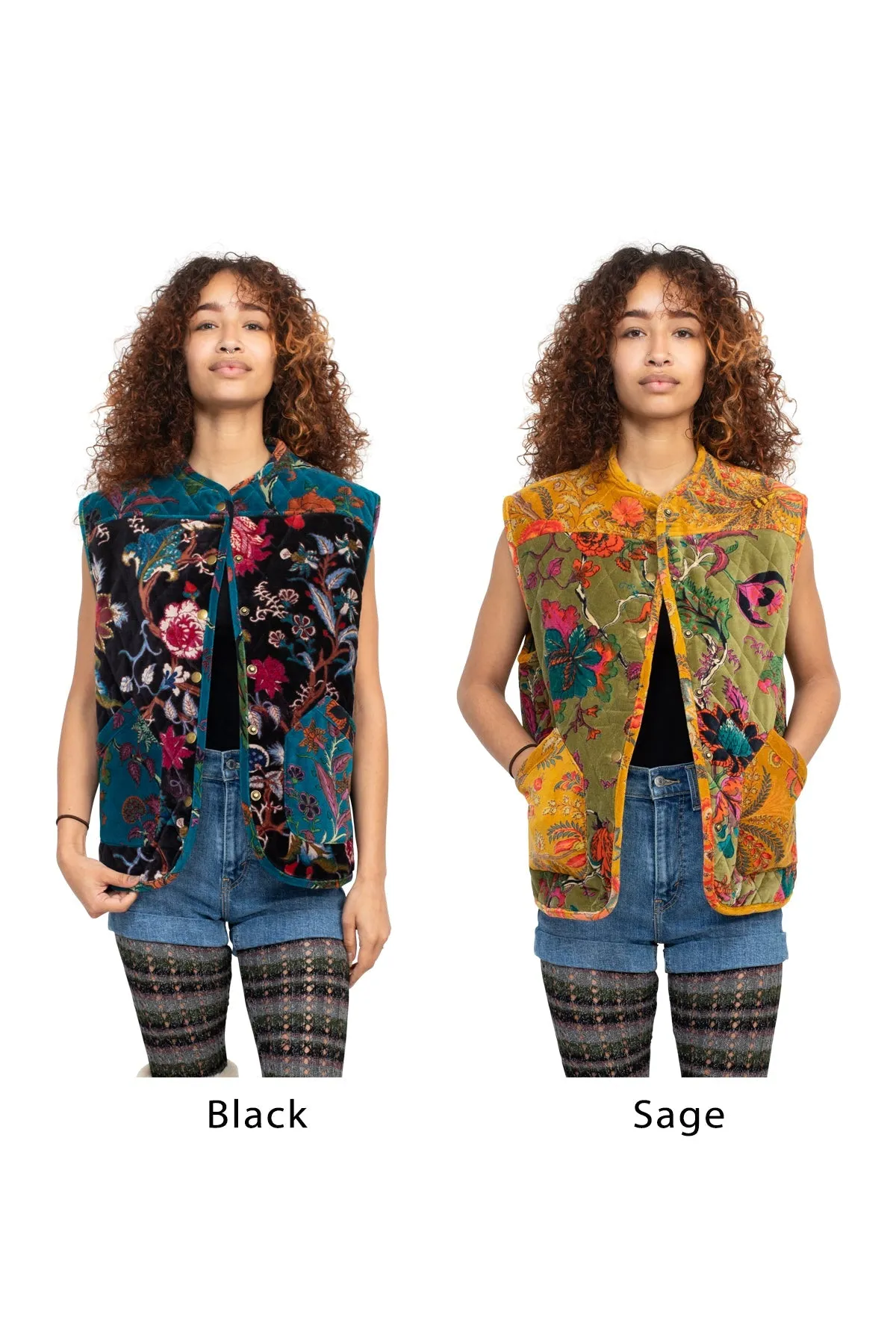 Quilted Velvet Snap Vest