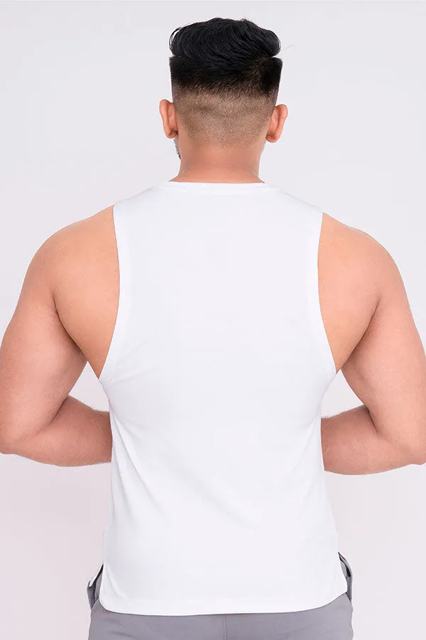 QUIRKY GYM VEST WHITE- ANGRY DUCK