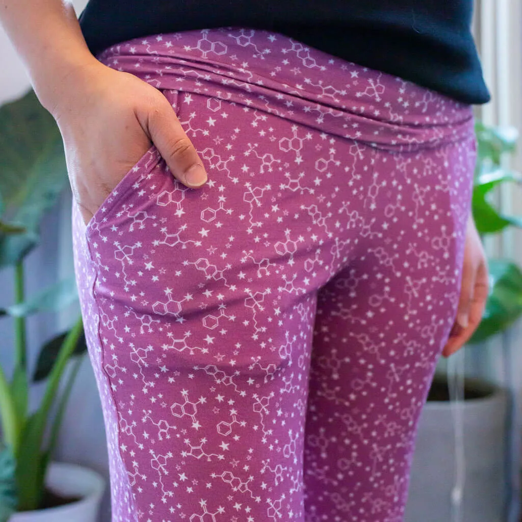 "Nutrient Nebula" Adult Molecules Foldover Straight Leg Lounge Pants with Pockets