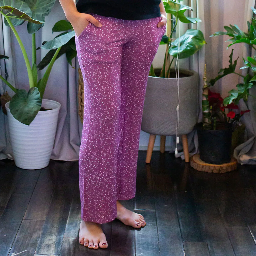 "Nutrient Nebula" Adult Molecules Foldover Straight Leg Lounge Pants with Pockets