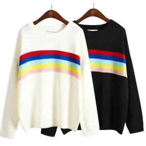 Rainbow Knit Lines Sweater