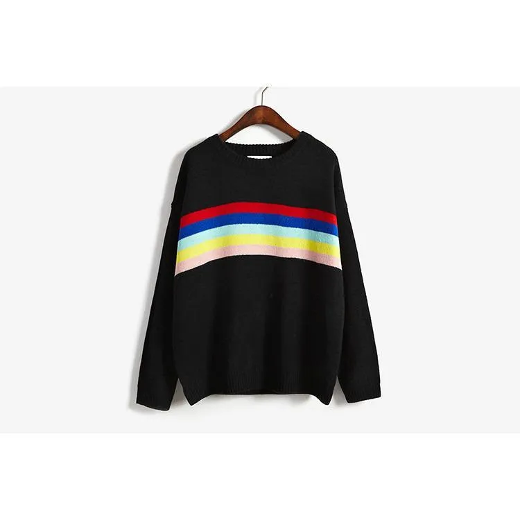 Rainbow Knit Lines Sweater