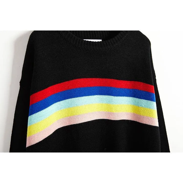 Rainbow Knit Lines Sweater