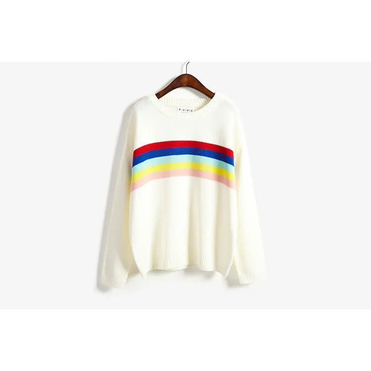 Rainbow Knit Lines Sweater