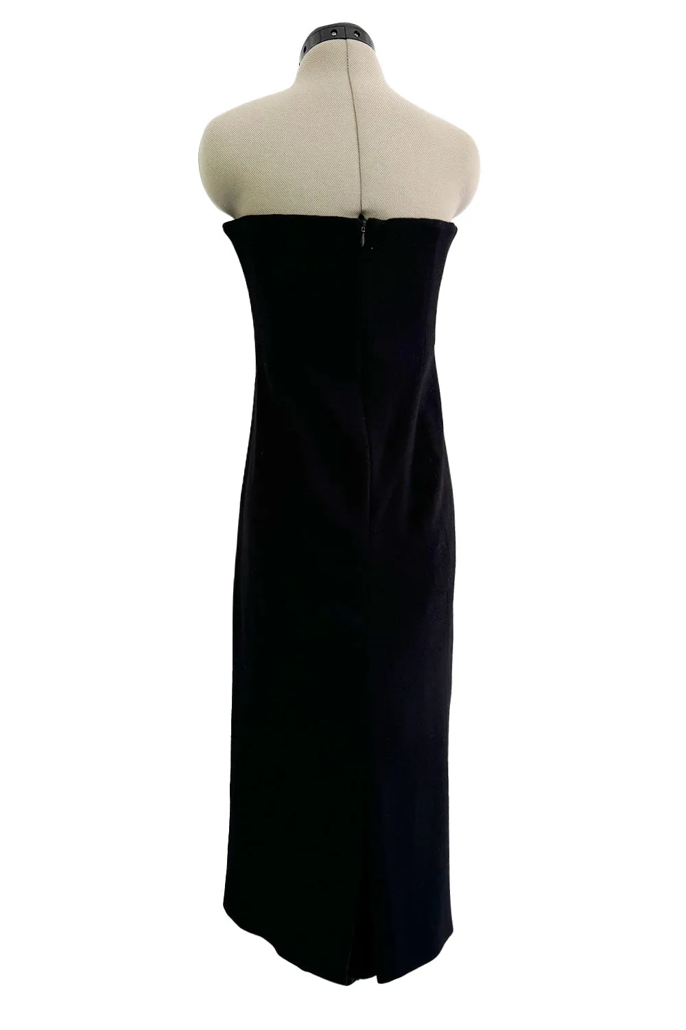 Rare Fall 1995 John Galliano 'Dolores' Collection Sharply Tailored Inner Corset Black Strapless Dress