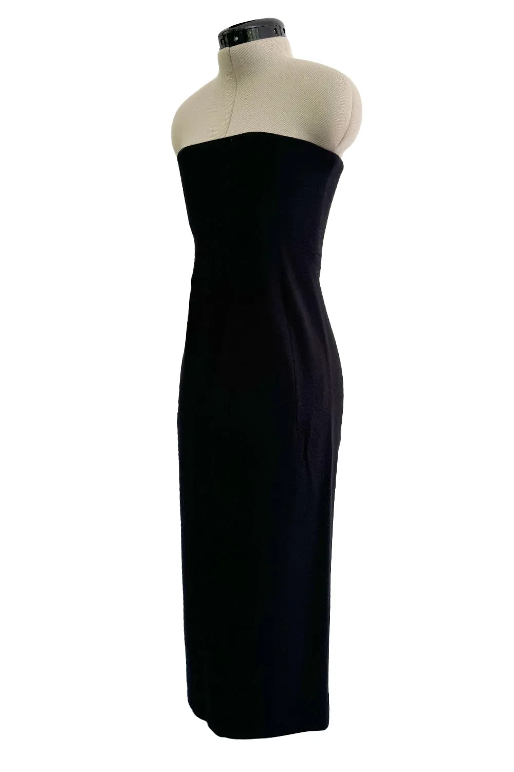 Rare Fall 1995 John Galliano 'Dolores' Collection Sharply Tailored Inner Corset Black Strapless Dress